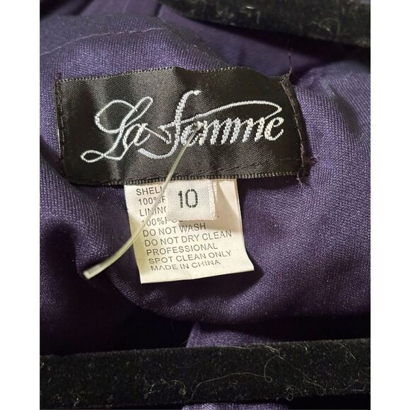 La Femme Ruched Jersey Column Gown in Navy Blue NWOT Size 10 - Picture 6 of 6